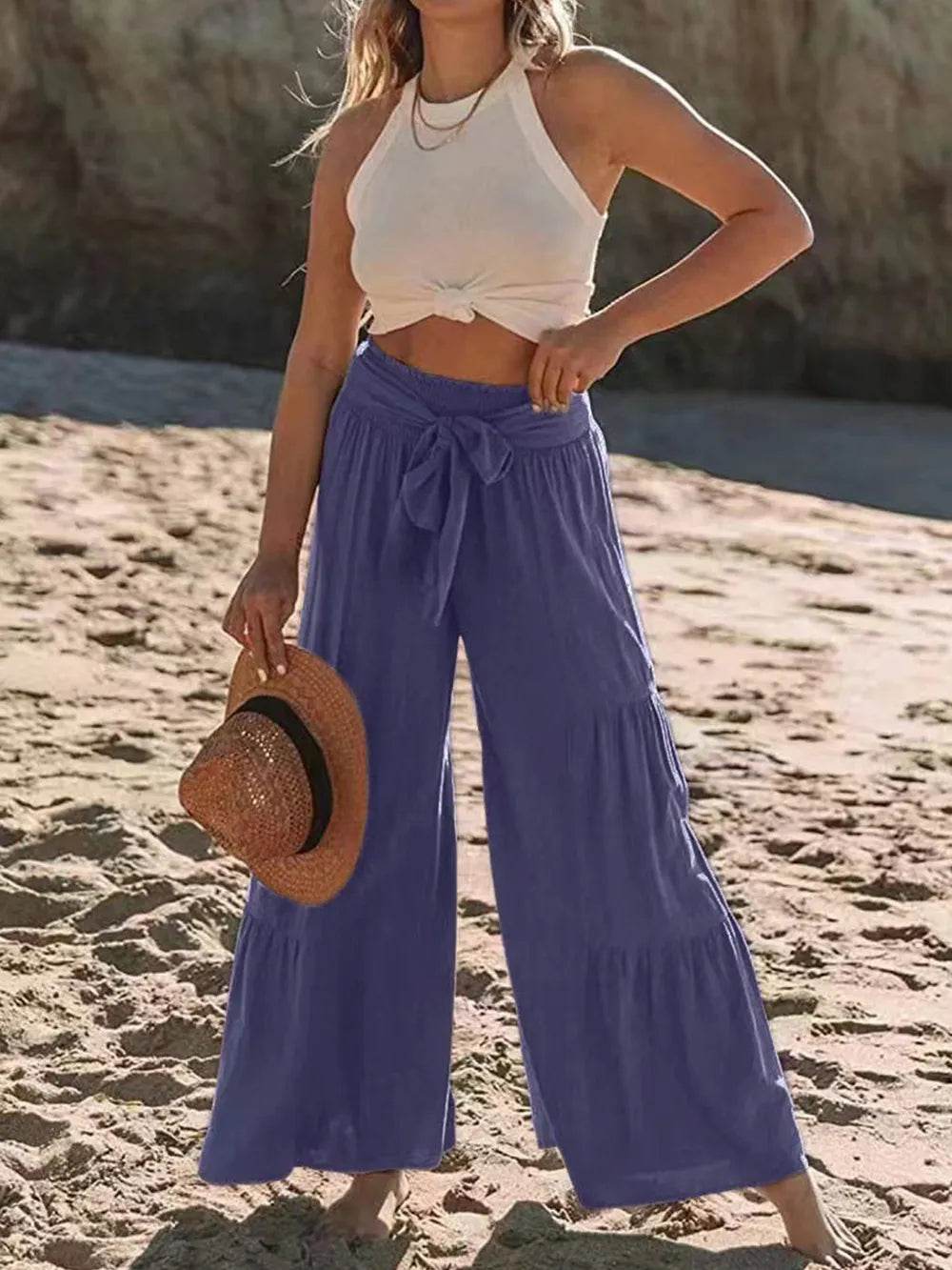 Tied Ruched Wide Leg Pants Trendsi e3c16cdf-b1d8-4767-8340-f88d9b872afc-Max