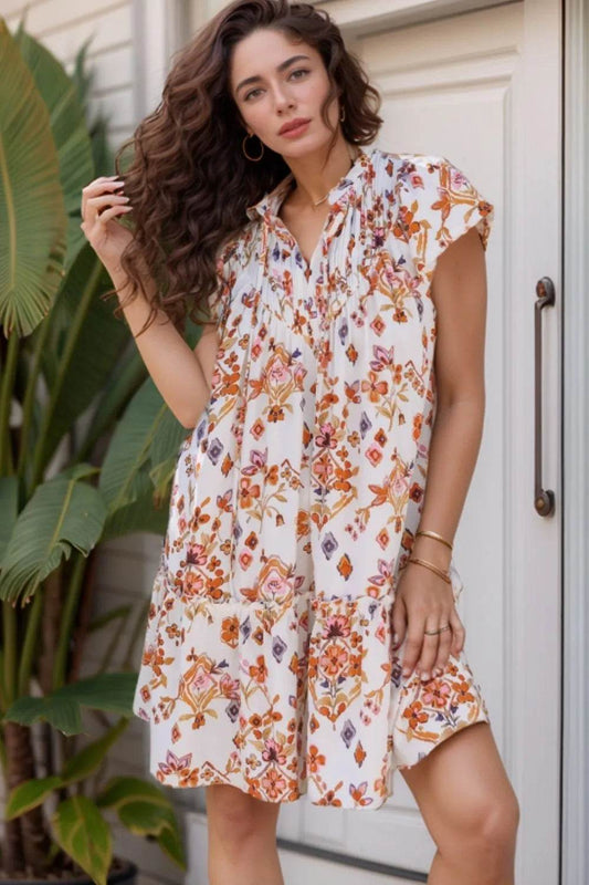 Printed Tie Neck Cap Sleeve Mini Dress Trendsi e3c3cc54-a109-4412-94b2-5f18b0c3cfeb-Max-Origin