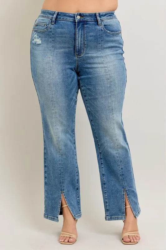 Judy Blue Full Size High Waist Vintage Wash Front Seam & Slit Straight Plus Size Trendsi e3c5c8c4-d61b-4895-a7c6-c2142d466a22-Max-Origin