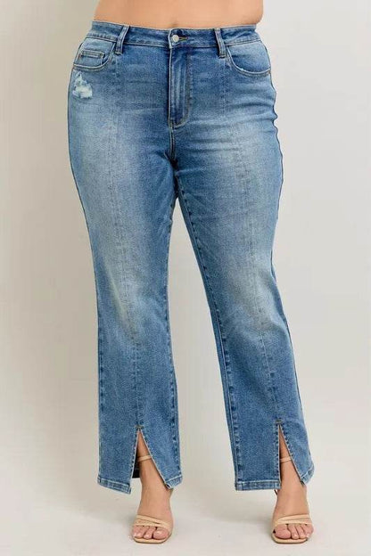 Judy Blue Full Size High Waist Vintage Wash Front Seam & Slit Straight Plus Size Trendsi e3c5c8c4-d61b-4895-a7c6-c2142d466a22-Max-Origin