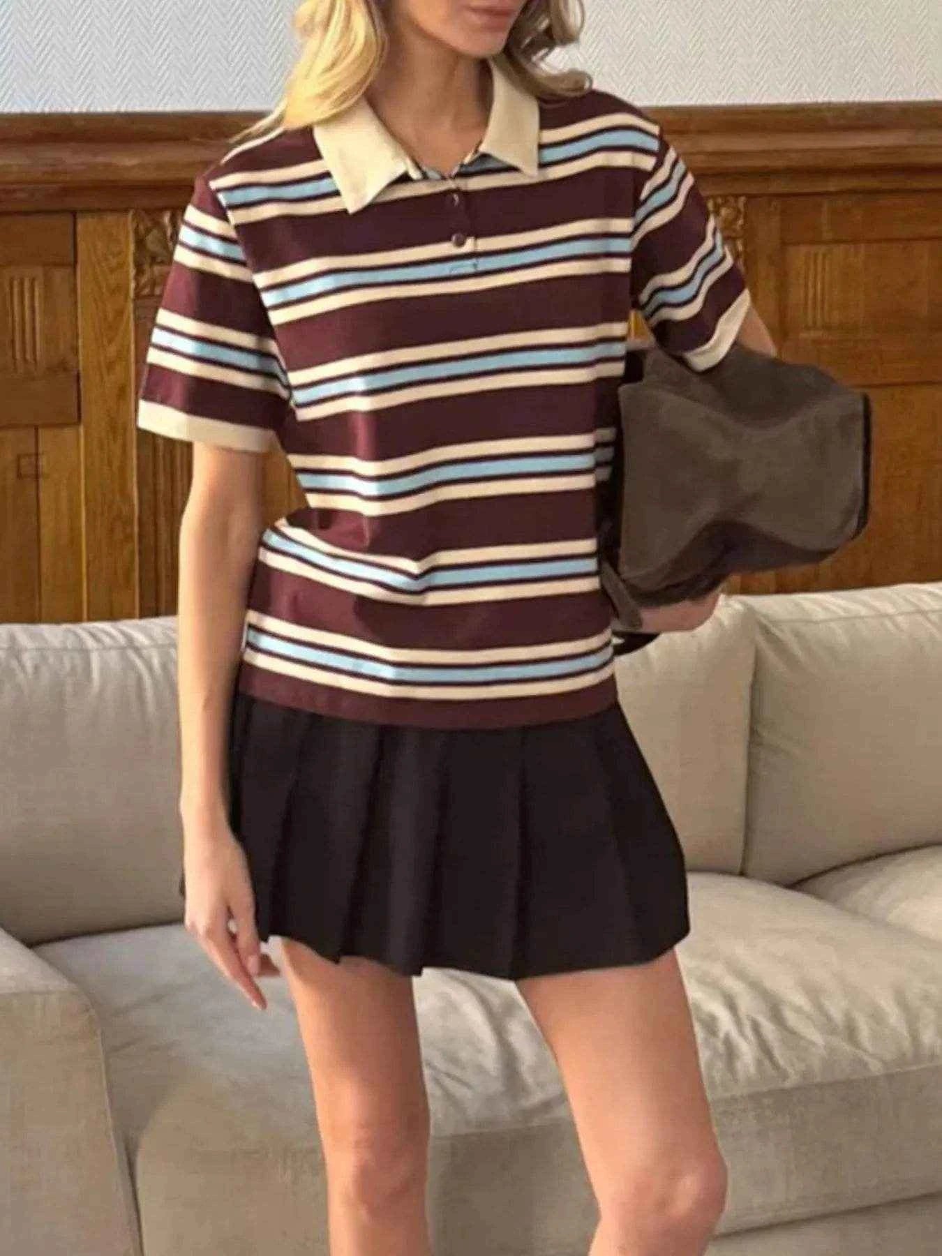 Striped Polo T-Shirt with Contrast Collar Trendsi e3f2f5cf-26c5-412d-aaf1-0699af38a530-Max-Origin