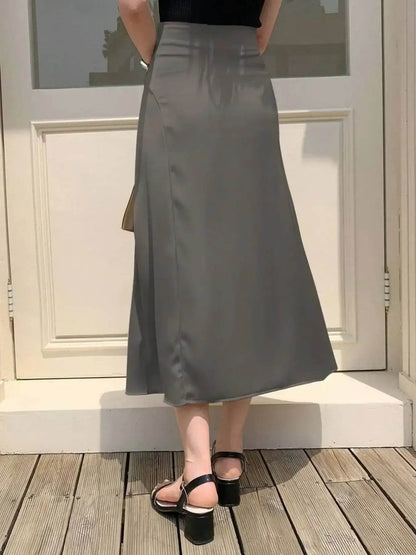Asymmetric Wrap Midi Skirt with Fluted Hem Trendsi e40b5bb772a144e989fb1372f6a055cc-Max-Origin