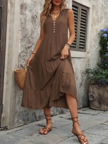Ivy Lane Decorative Button Notched Sleeveless Dress Trendsi e43666ce-384a-493c-897f-f9b26db4fd7f-Max