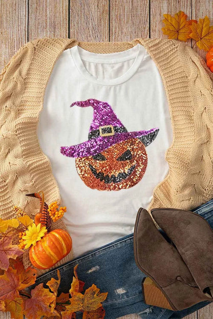 Sequin Pumpkin Round Neck Short Sleeve T-Shirt Trendsi e45a9084-bf03-4741-899e-4c4ea0f1510e-Max