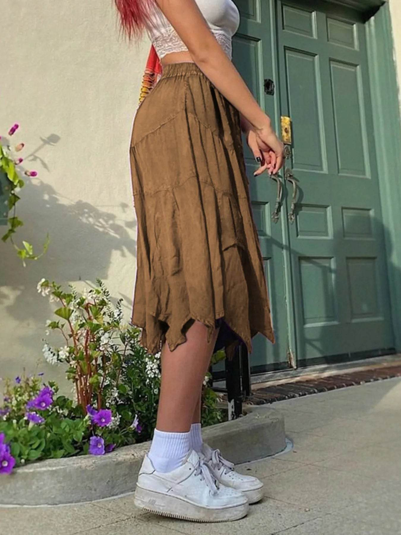 Asymmetrical Hem Midi Skirt with Drawstring Waist Trendsi e46e36f06c1448ccafe15331239b7576-Max-Origin