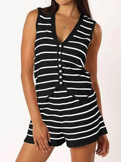 Striped Button-Front Vest and Shorts Set Black Trendsi e46ec27c732c4784a18ea367656a33ad-Max-Origin