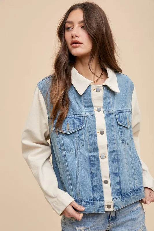 Annie Wear Collared Neck Double Placket Denim Jacket Trendsi e47189ed-4111-4f9e-b12a-203598913841-Max