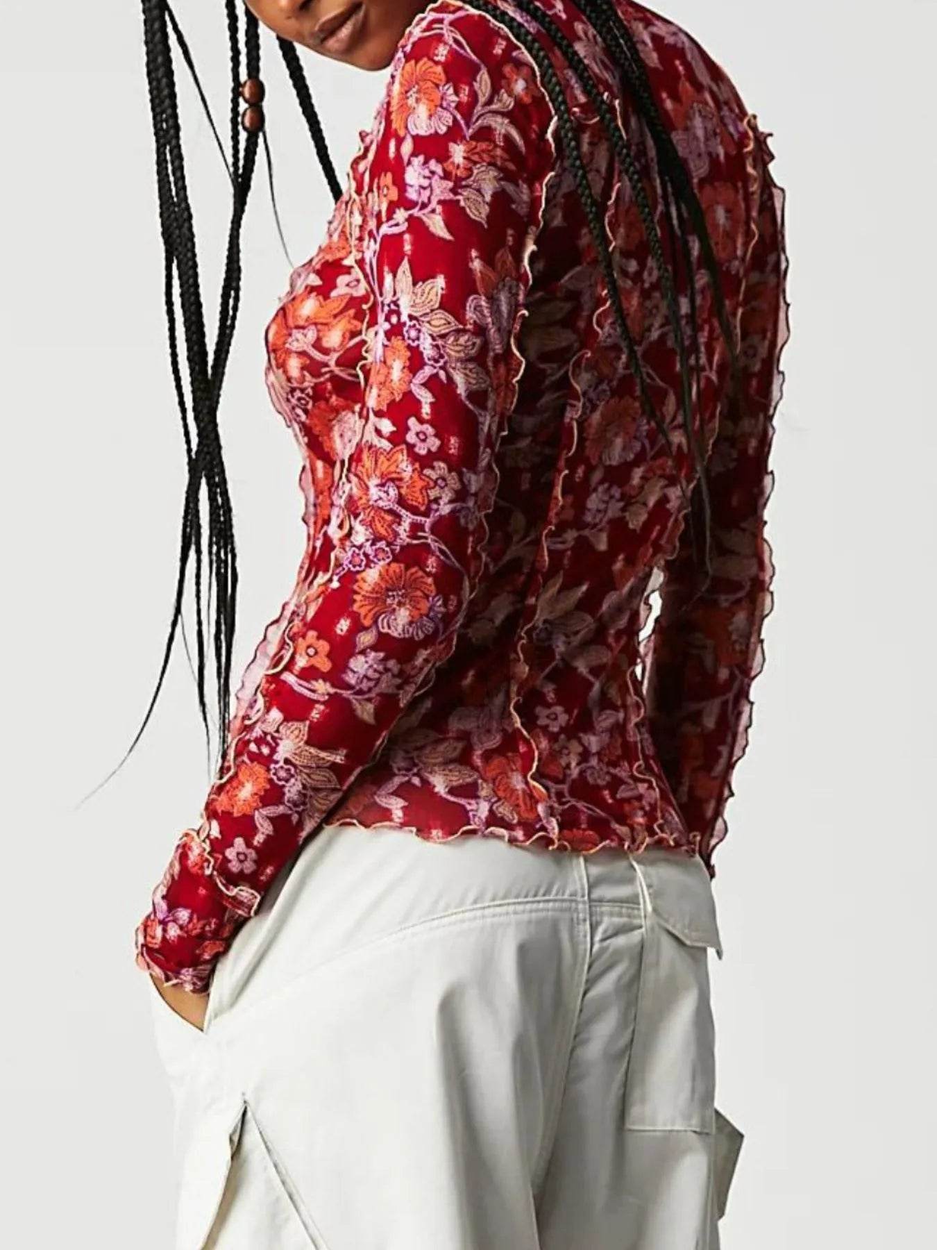 Floral Print Mock Neck Long Sleeve Top Trendsi e48ee3b2-44d2-4caa-9408-1b27ec44d9b0-Max-Origin