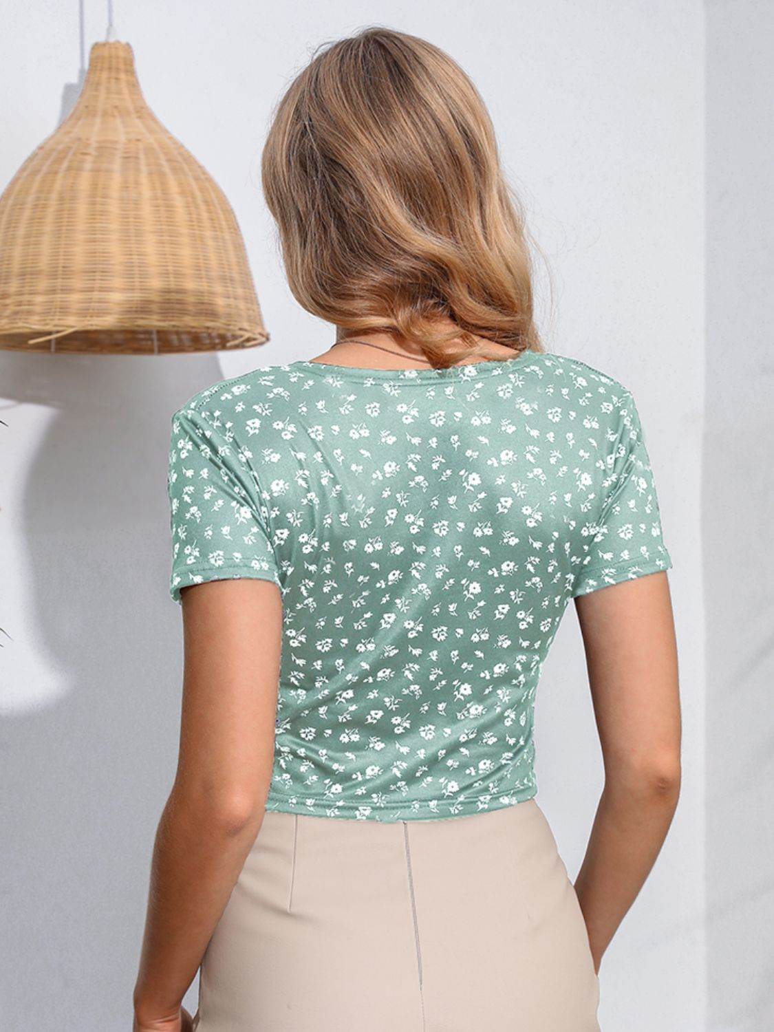 Floral Surplice Neck Short Sleeve Top Trendsi e49ce534dbcc4d349bc43b8bc0b1852b-Max