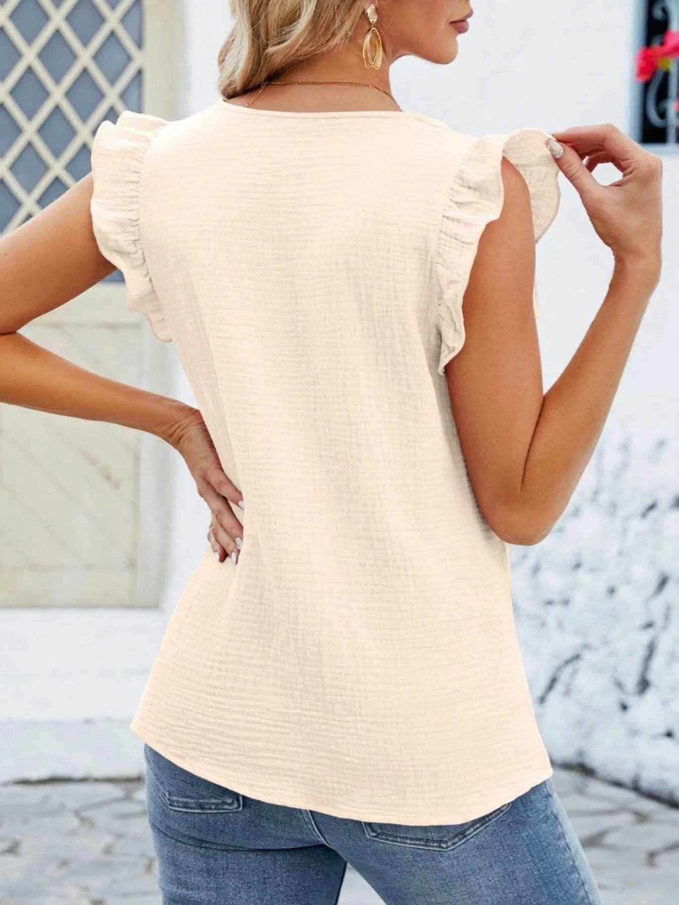 V-Neck Ruffled Sleeve Top Trendsi e49de519-2aa1-4805-80dc-9d0b01b09f30-Max-Origin