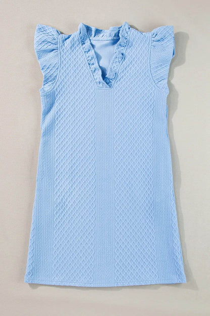 Ruffled V-Neck Cap Sleeve Mini Dress Trendsi e4a6e217-85c5-43a4-a564-096d01d5444d-Max