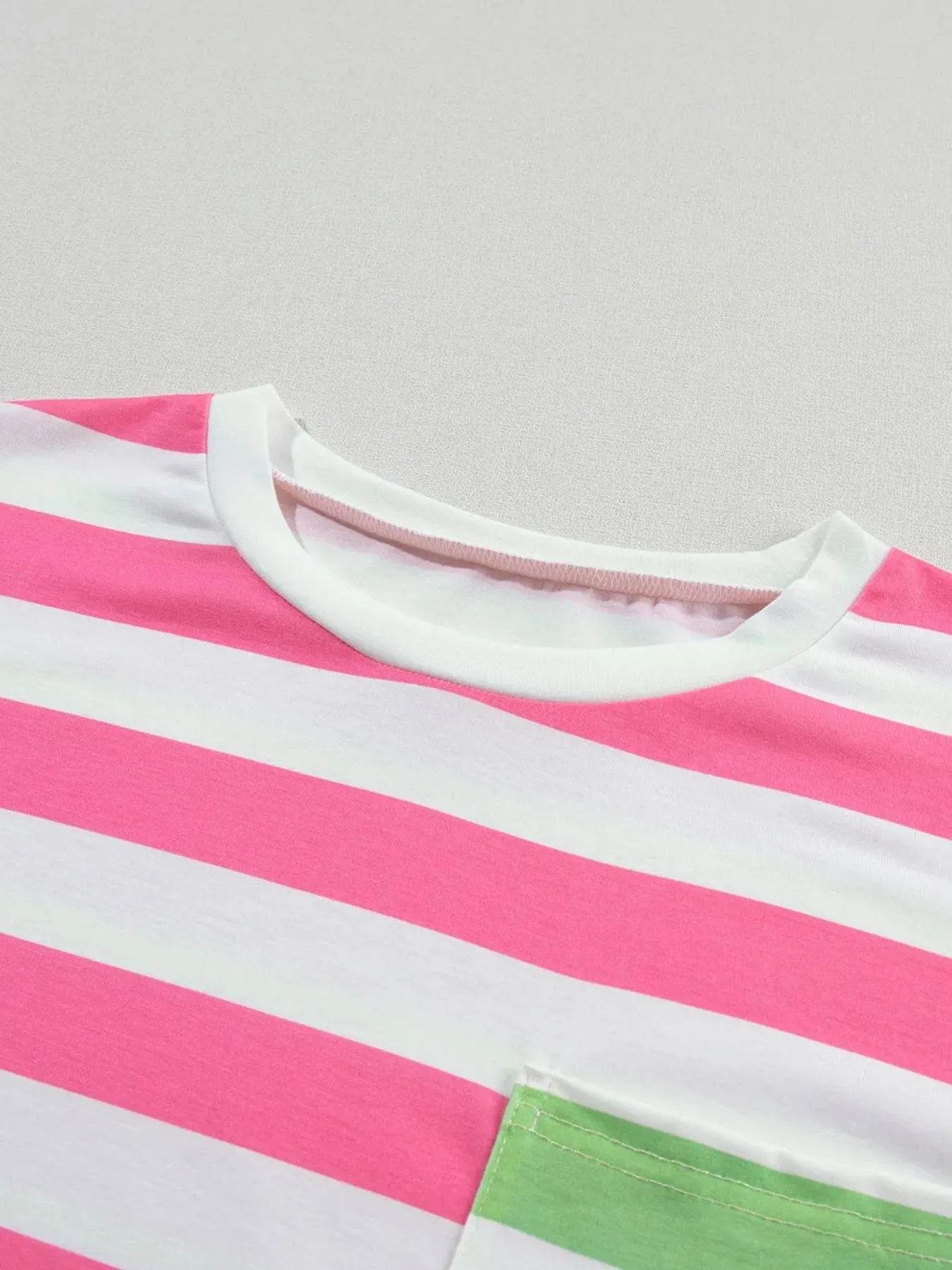 Striped Oversized Short Sleeve T-Shirt Trendsi e4bee591-96a6-4880-9635-532e487d0aa1-Max-Origin
