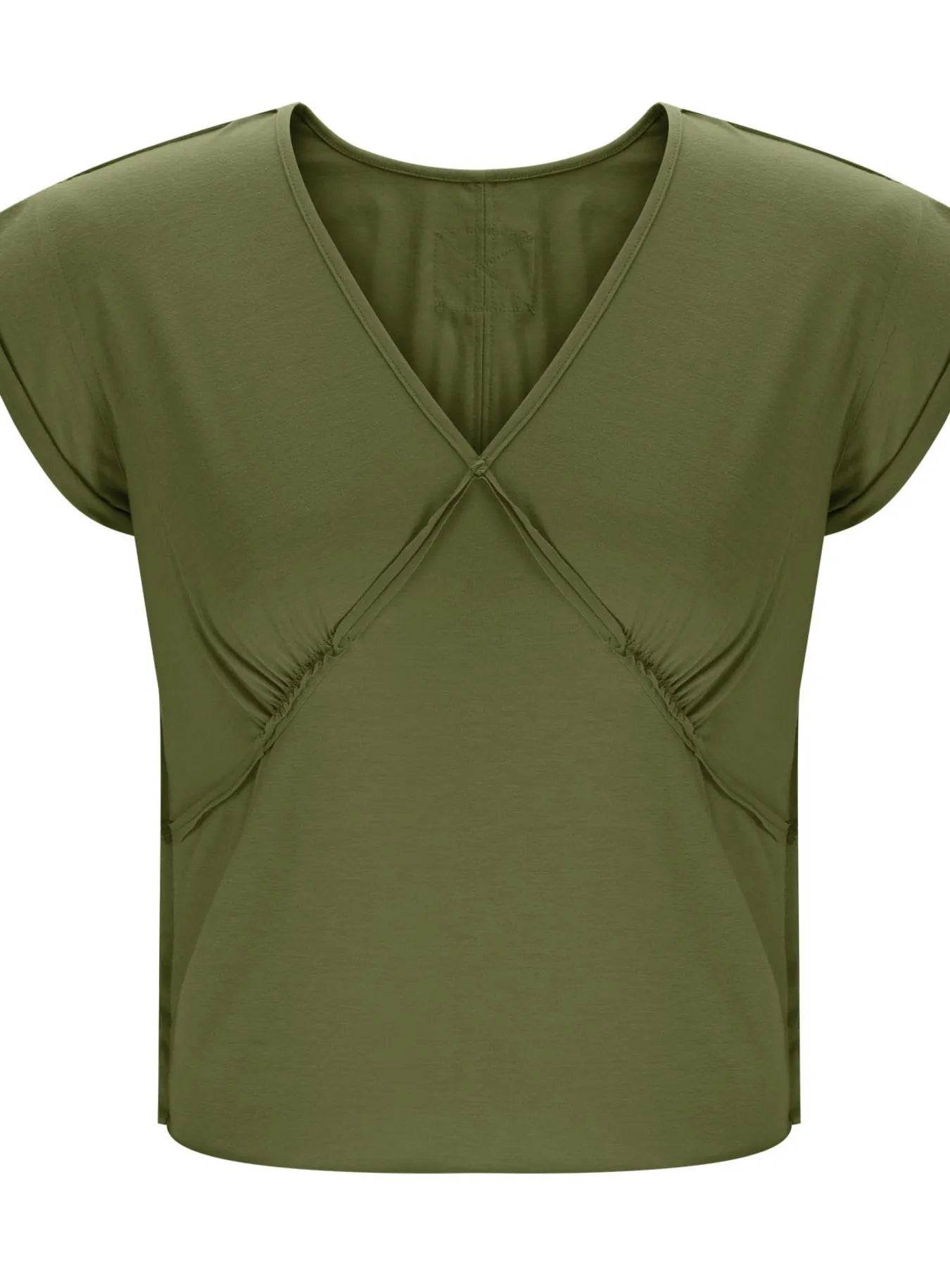 Deep V-Neck Cropped T-Shirt Trendsi e5035bcf21784b549e1192e7be6e65ae-Max-Origin