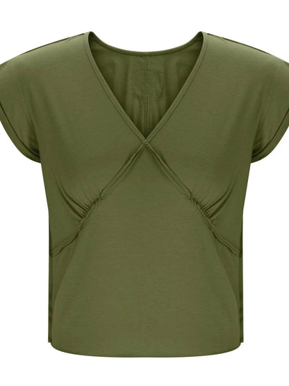 Deep V-Neck Cropped T-Shirt Trendsi e5035bcf21784b549e1192e7be6e65ae-Max-Origin