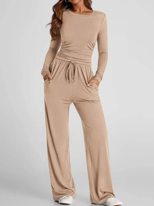 Round Neck Long Sleeve Top and Pants Set Khaki Trendsi e53e3dbdc5144885a4c08a4763eb72a4-Max-Origin
