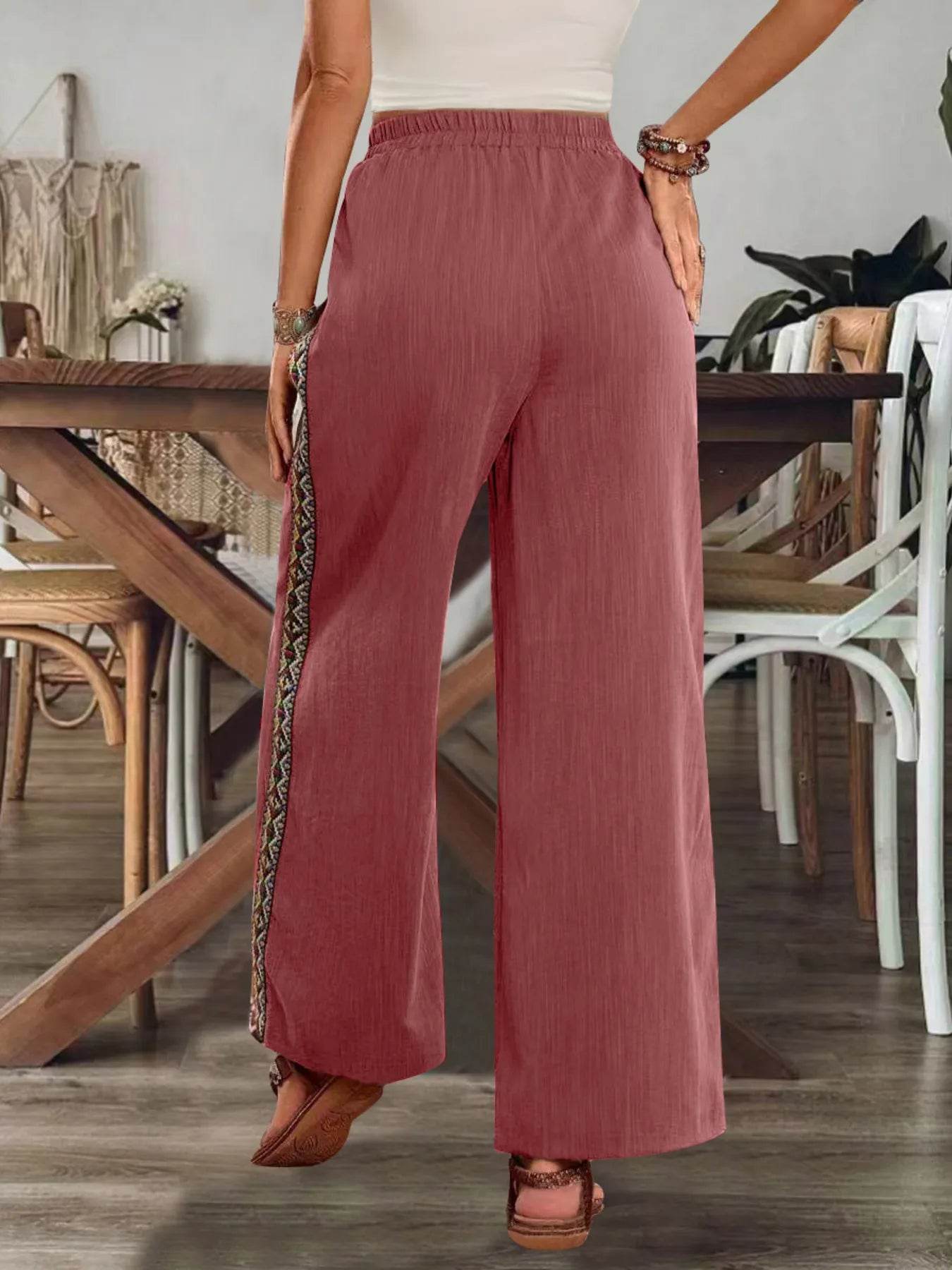 Bohemian Wide Leg Embroidered Side Stripe Pants Trendsi e5424282407345c998e66e3b2d21216e-Max-Origin