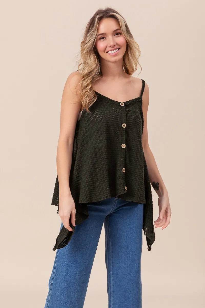 BiBi Popcorn Waffle Knit with Buttoned Front Cami Top Trendsi e5596fe1c0ff409baafef4f069634831-Max-Origin