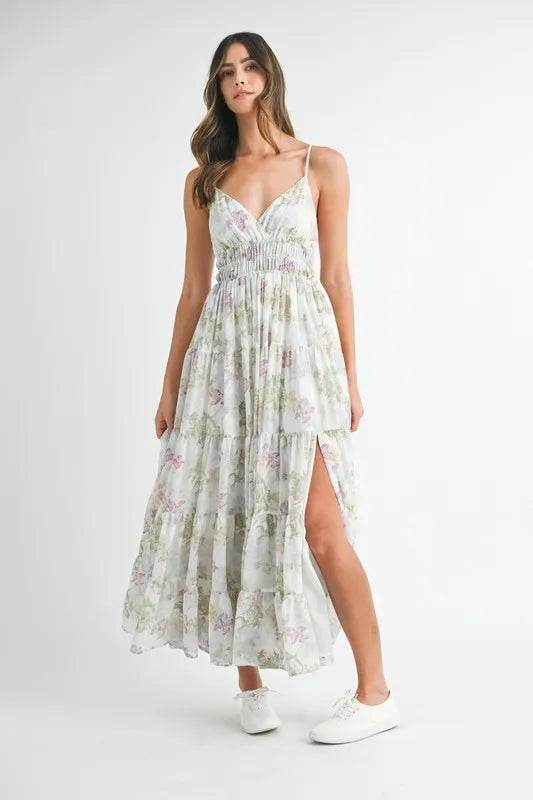MABLE Floral Print Tiered Cami Maxi Dress Trendsi e55a13de46554b5d93c6ba1fc56af83a-Max-Origin