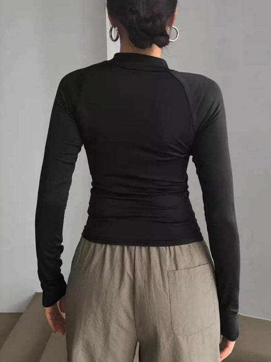 Long Sleeve Zip Front Fitted T-Shirt Trendsi e55e3b6fb935405ca53e2de1b23e18e8-Max-Origin
