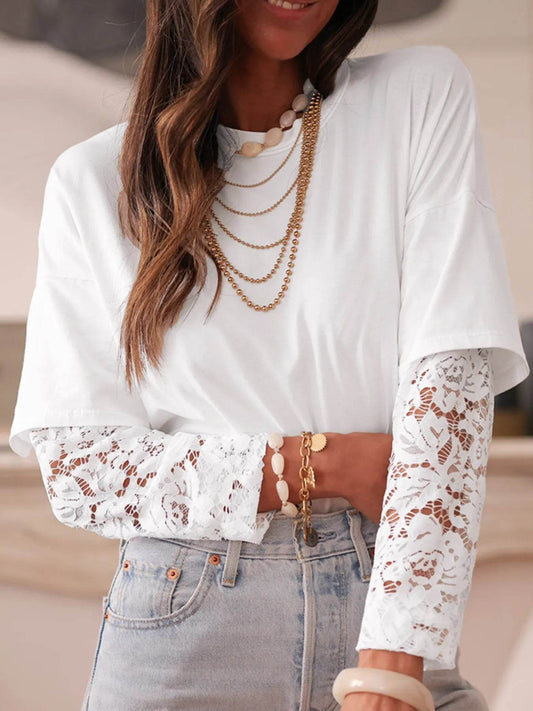 Lace Long Sleeve Insert Drop Shoulder Tee White Trendsi e5782f1a52fa4ff486441965d6df6f29-Max-Origin
