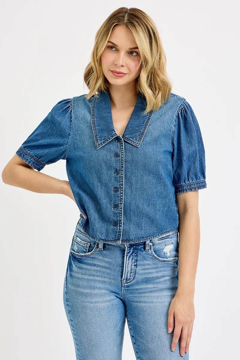 RISEN Button Down Puff Sleeve Crop Denim Shirt Trendsi e585998da9bb45d6a7ec8106caf60830-Max-Origin