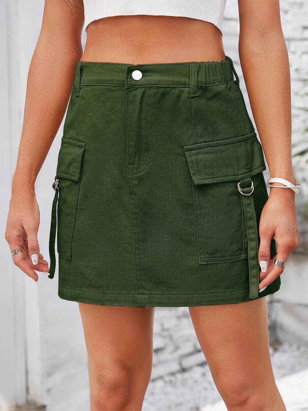 Pocketed Buttoned Denim Skirt Trendsi e59917f5-9707-4683-a4a7-4680860dfe70-Max