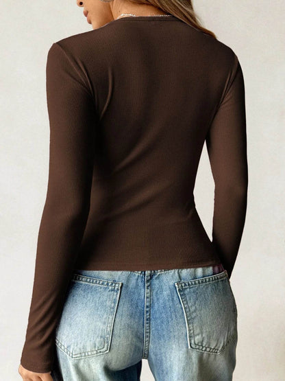 Ribbed Knit Long Sleeve T-Shirt Trendsi e5e3e26c-e7ba-4d38-82ec-e4c48a3801c0-Max-Origin