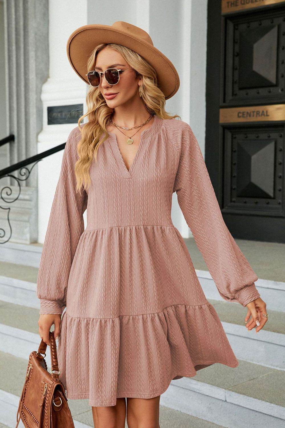 Notched Neck Long Sleeve Mini Dress Dusty Pink Trendsi e5e6ea30c860487e87d8c52a14394a89-Max