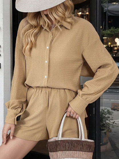 Button Up Long Sleeve Shirt and Shorts Set Trendsi e5f1cb0378d04de798ebdeaaec245a64-Max-Origin