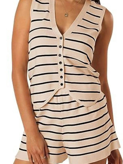 Striped Button-Front Vest and Shorts Set Beige Trendsi e6389e2c6e3a4af98d00f65d08ae75d1-Max-Origin