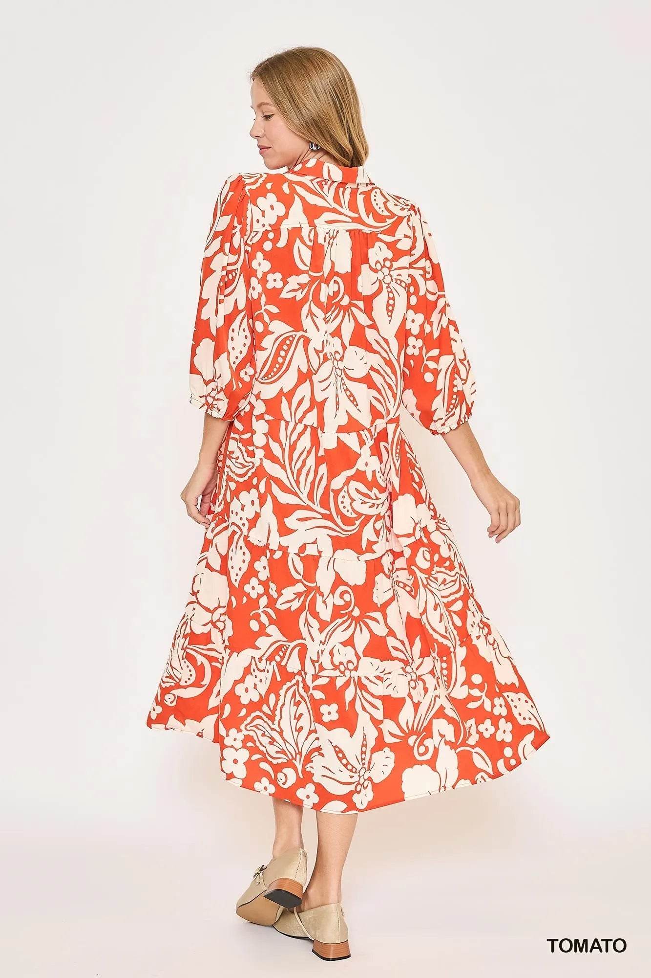 Umgee Floral Print Tiered Midi Dress Trendsi e6568c62-47e6-43df-9b3b-067e67c1e416-Max-Origin