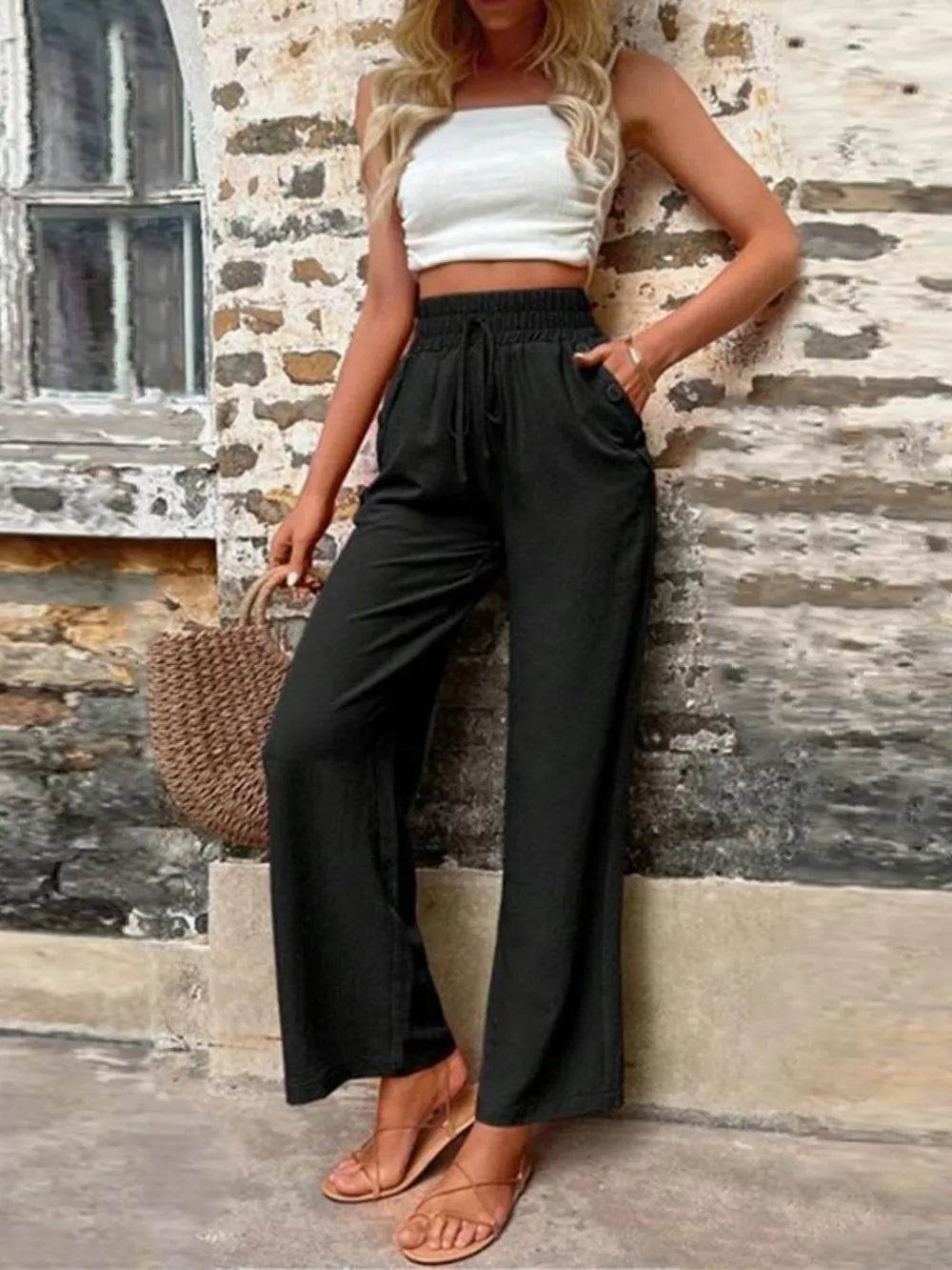 Tied High Waist Wide Leg Pants with Pockets Trendsi e6649b92-ed1f-4917-bc56-d9b06bf423e6-Max