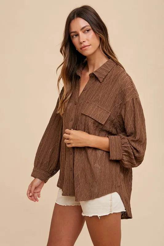 Annie Wear Openwork Button Down Drop Shoulder Shirt Trendsi e68caba1-6920-438d-aa6b-807349db37c8-Max