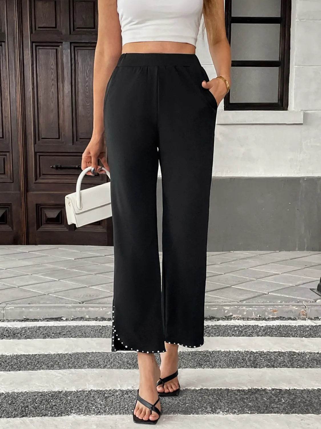 Pearl-Embellished Cropped Wide-Leg Pants Trendsi e69b75fe-55da-4ab8-9e8a-5e2bb0572cb1-Max-Origin