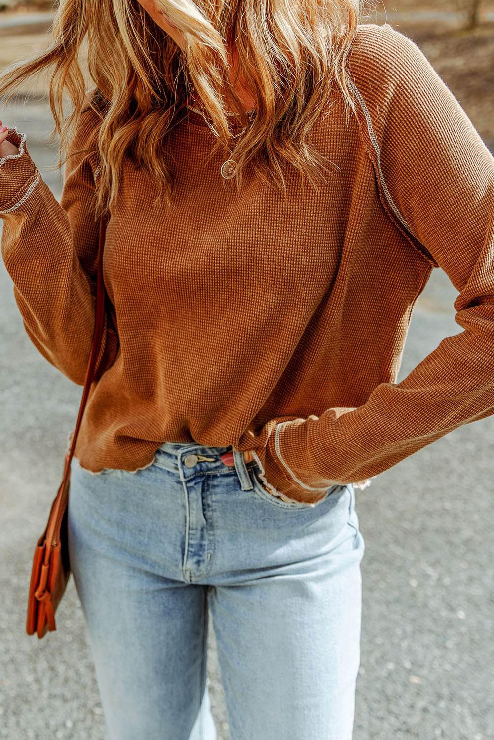 Long Raglan Sleeve Round Neck Top Trendsi e6fdd783785f4634bc06b8e83e1f850c-Max