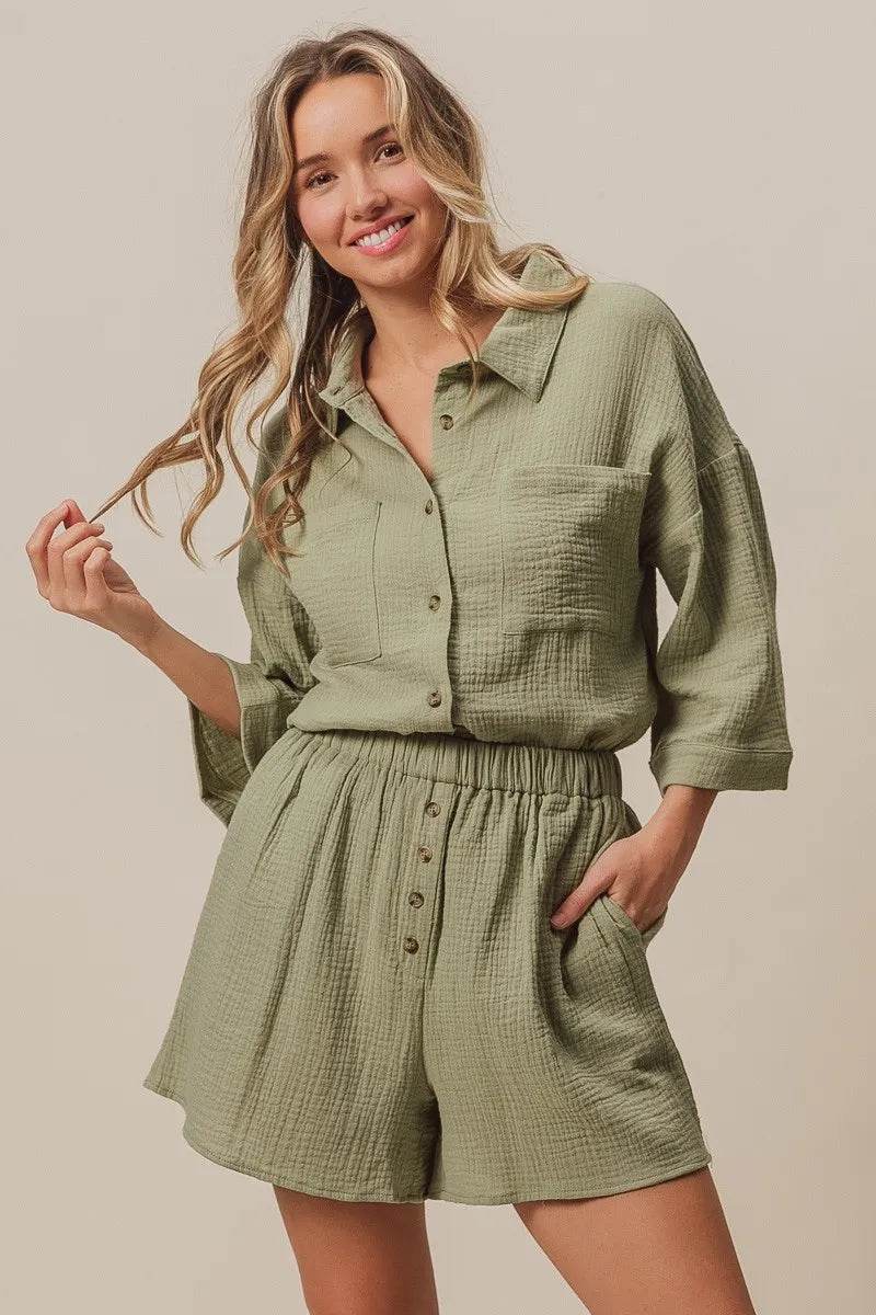 BiBi Crinkle Gauze Shirt and Short Set Trendsi e7a046096c284b1ba7835aebc50e6446-Max-Origin