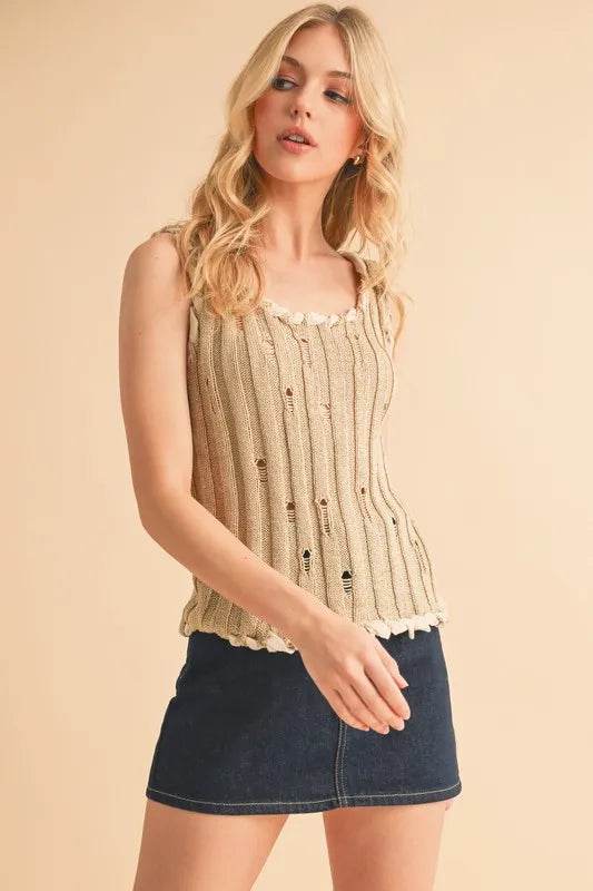 Aemi+Co Distressed Detail Round Neck Knit Tank Trendsi e7a33f9ecf134d0691c78b9bed6375a8-Max-Origin