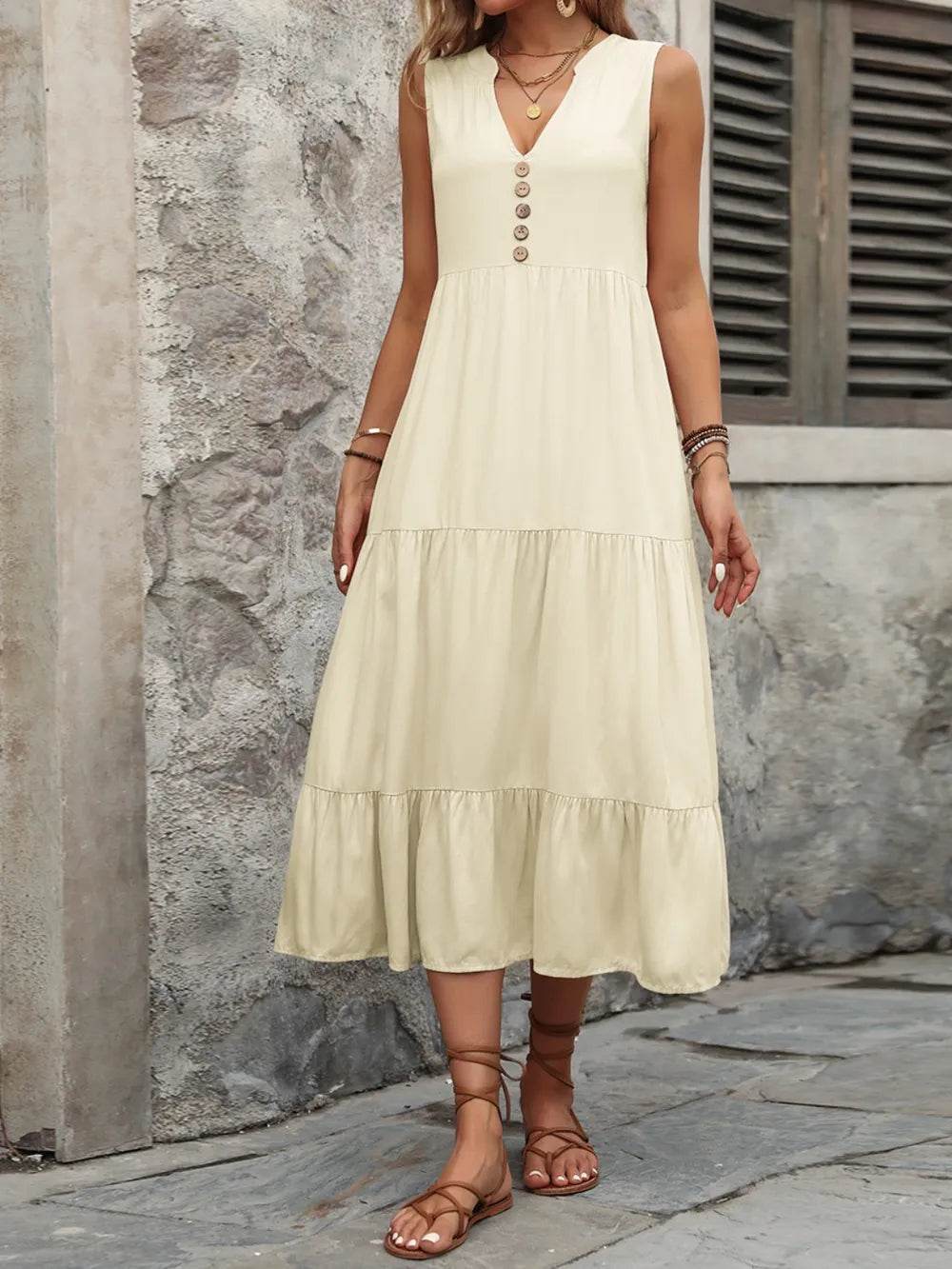 Ivy Lane Decorative Button Notched Sleeveless Dress Trendsi e7bc0942-f699-481d-8738-b5c98d17c49b-Max