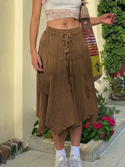 Asymmetrical Hem Midi Skirt with Drawstring Waist Brown Trendsi e7bda5400b734caa9523cf4918dee2d7-Max-Origin