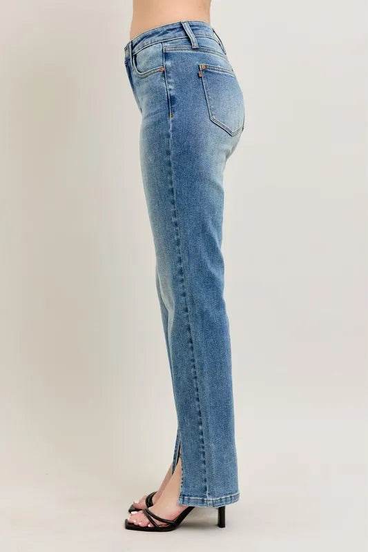 Judy Blue Full Size High Waist Vintage Wash Front Seam & Slit Straight Plus Size Trendsi e7c32948e6af4c34b92b3ad15be1d9eb-Max-Origin