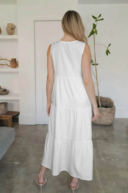 FAM-FAM Tiered V-Neck Sleeveless Dress Trendsi e80c5236-3aba-463a-a1c3-6357882893eb-Max