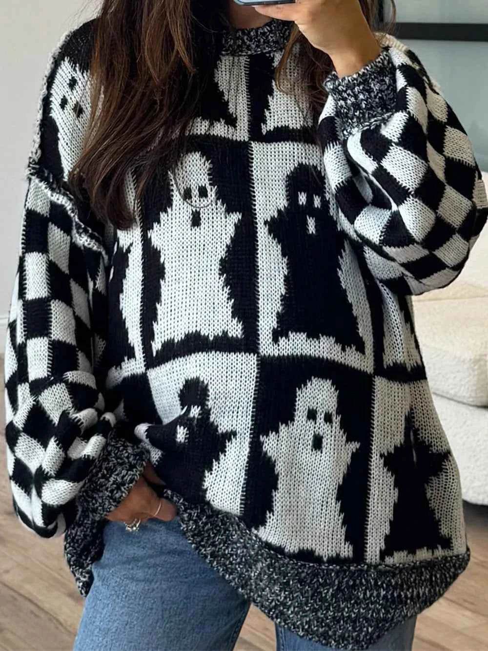 Ghost Dropped Shoulder Long Sleeve Sweater Trendsi e820f67e-93d4-463c-afcc-c0320b811742-Max