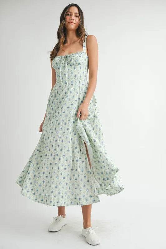 MABLE Floral Print Bustier Back Lace Up Midi Dress Trendsi e858a34eaacb45b980f5763528e5481f-Max-Origin