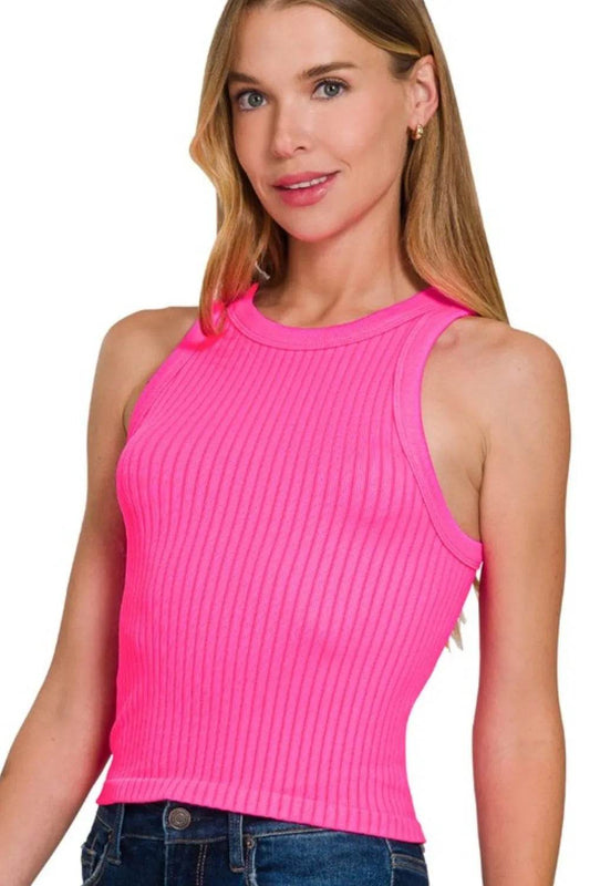 Zenana Seamless Ribbed Crop Tank NEON FUCHSIA Trendsi e8594b4c-6e71-4a97-8a15-d7ab78cbffc9-Max-Origin
