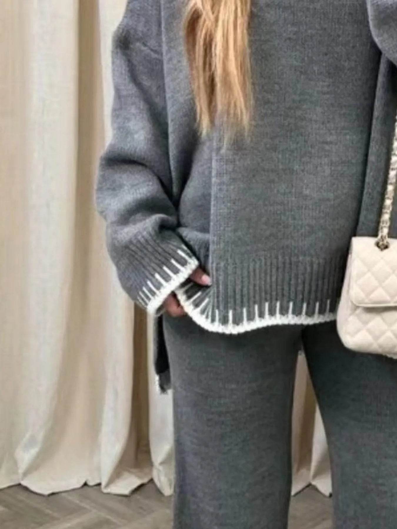 Contrast Trim Round Neck Top and Pants Sweater Set Trendsi e8615ccb-ea2f-4bb7-98a8-e108b504dfa3-Max-Origin