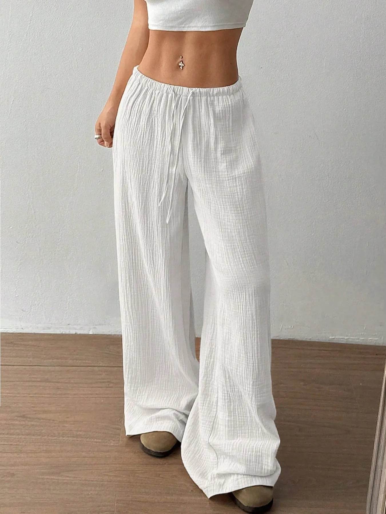 Drawstring Wide-Leg Casual Pants White Trendsi e8787e913d0447df9014c629253c0fd0-Max-Origin