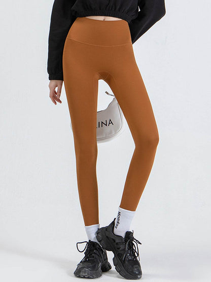 Wide Waistband Sports Leggings Caramel Trendsi e8a2022138e4429b82cf781ce5577631-Max