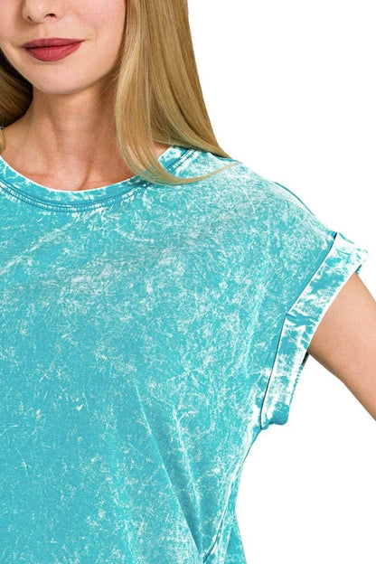 Zenana Crinkle Washed Round Neck Folded Short Sleeve Tee Trendsi e8b4e2f4-61b5-46a0-b56c-1a3b584ab230-Max-Origin