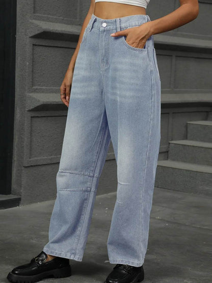 Half Elastic Waist Straight Leg Jeans Trendsi e8be7c93-cf5e-440c-8b37-4115d2cd8746-Max