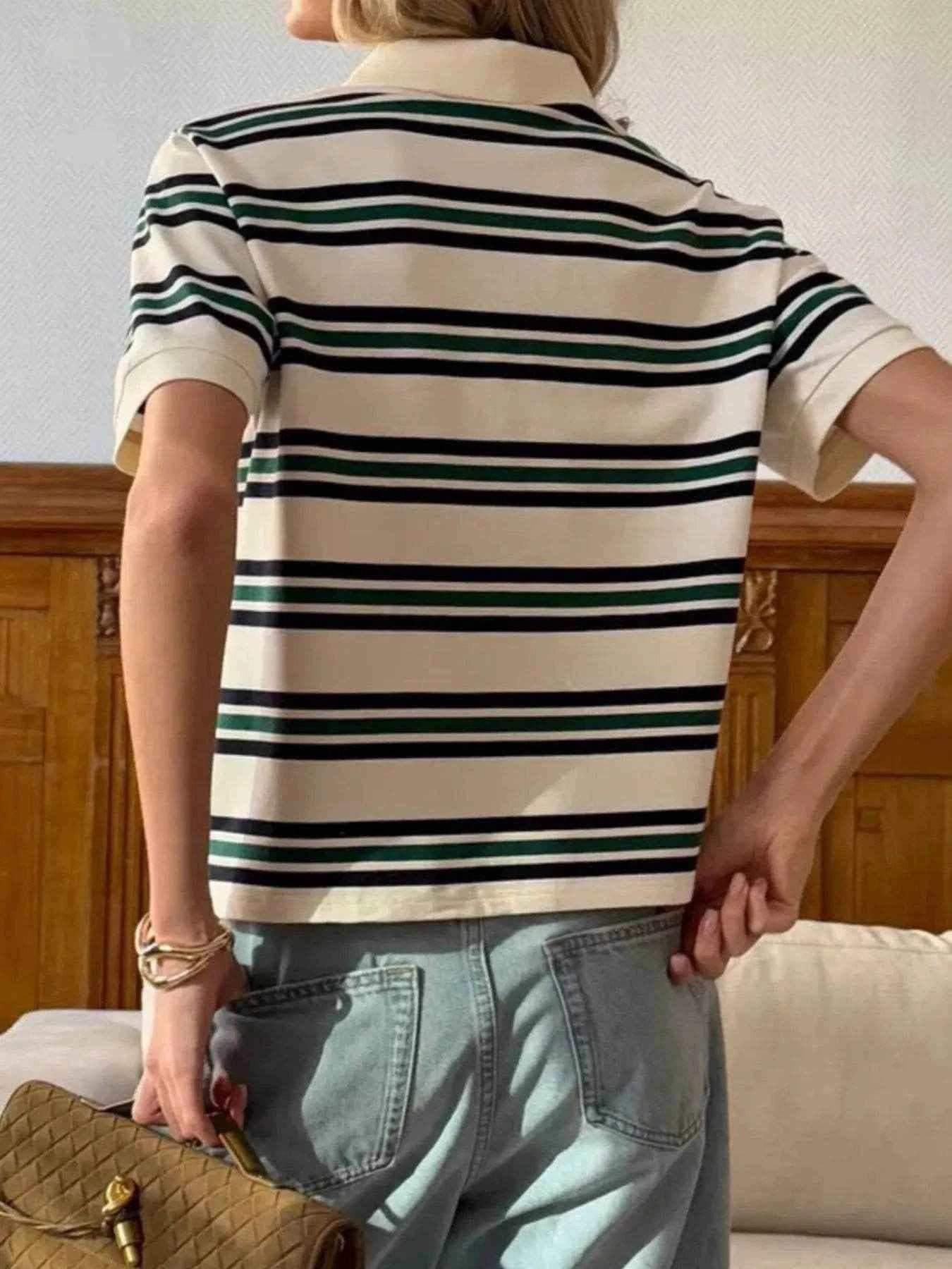 Striped Polo T-Shirt with Contrast Collar Trendsi e8d9cd52-6712-4767-8eb0-7e907635665a-Max-Origin